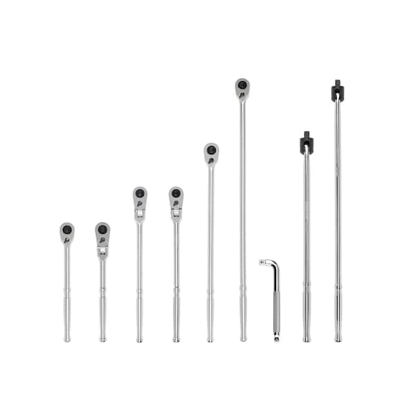 Tekton 1/2 Inch Drive Quick-Release Ratchet, L-Handle, and Breaker Bar Set (9-Piece) SDR99201 - main